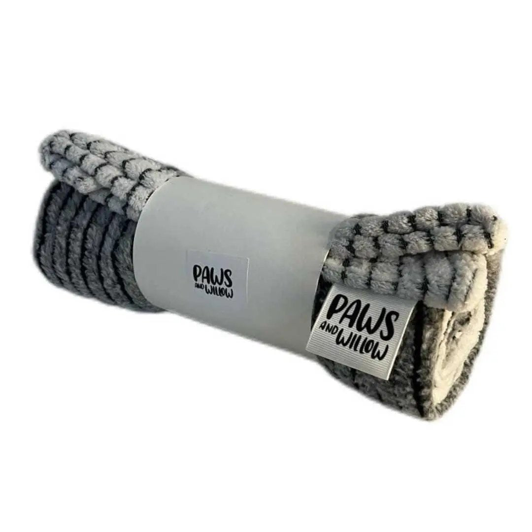 Black & White Striped Plush Dog Blanket – Small & Large Sizes - Small image