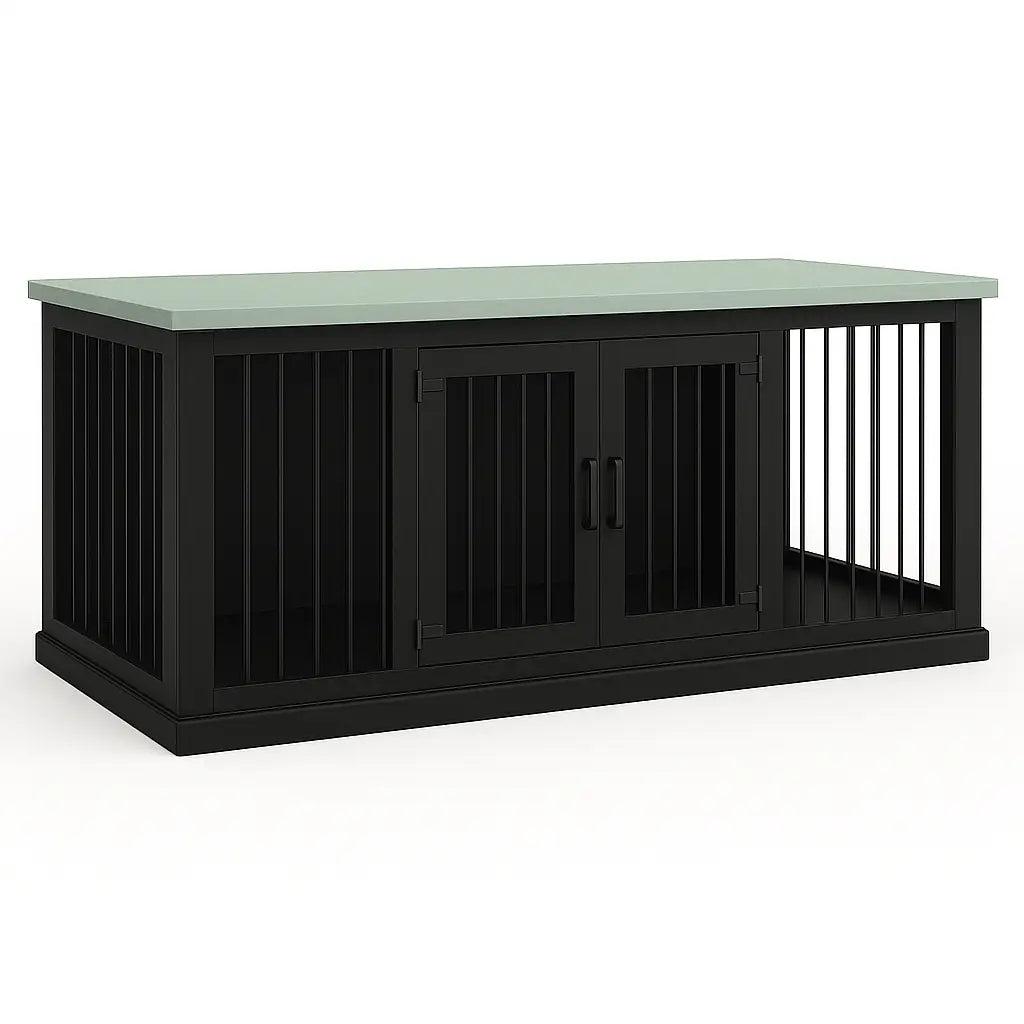 The LOFT – Night Sky Open Plan Wooden Dog Crate with Bars & Hinged Doors Paws and Willow