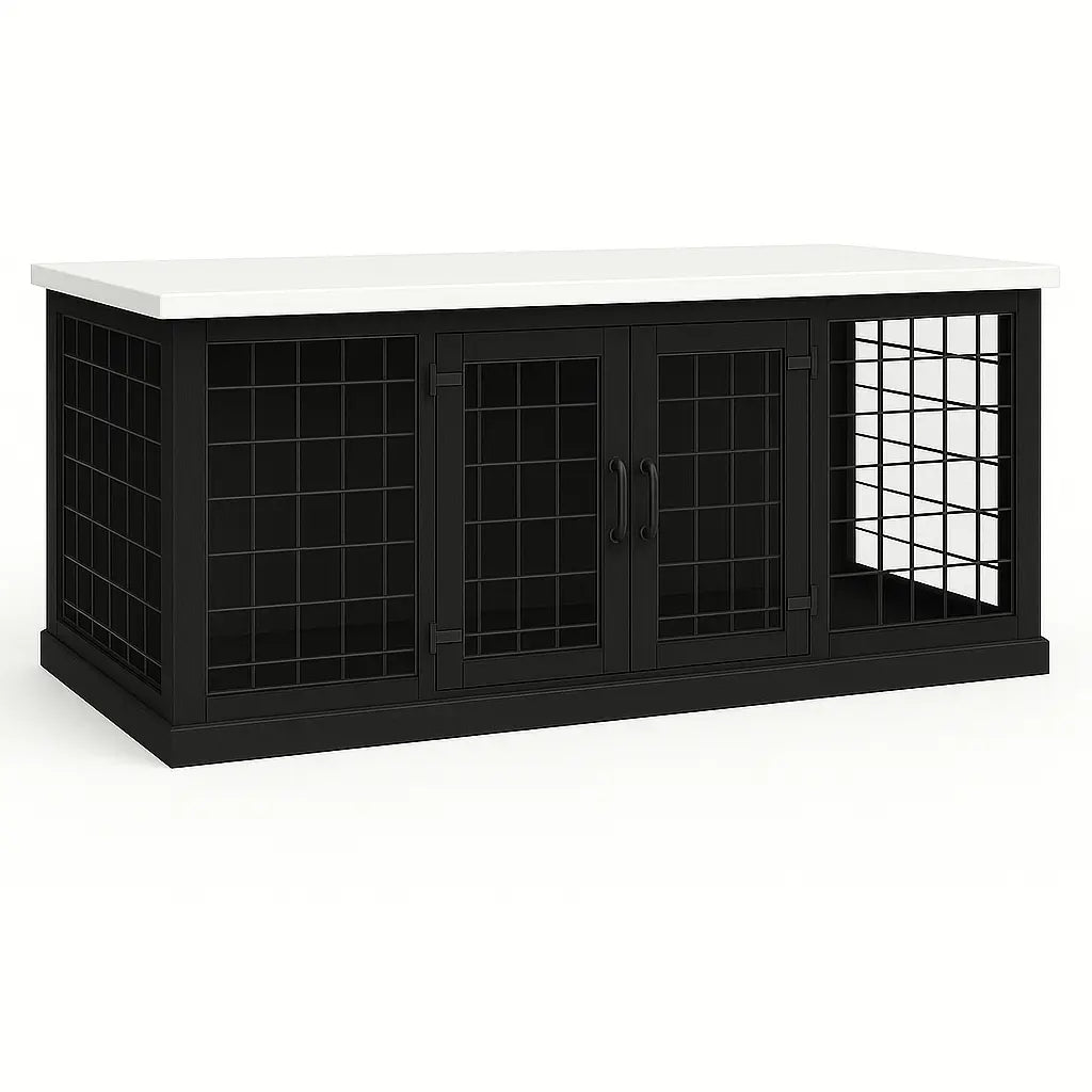 The LOFT – Night Sky Open Plan Wooden Dog Crate with Mesh & Hinged Doors Paws and Willow