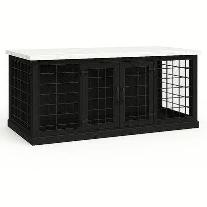The LOFT – Night Sky Open Plan Wooden Dog Crate with Mesh & Hinged Doors Paws and Willow