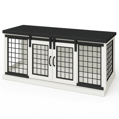 The LOFT – Arctic Barn Style Wooden Open Plan Dog Crate With Mesh Paws and Willow