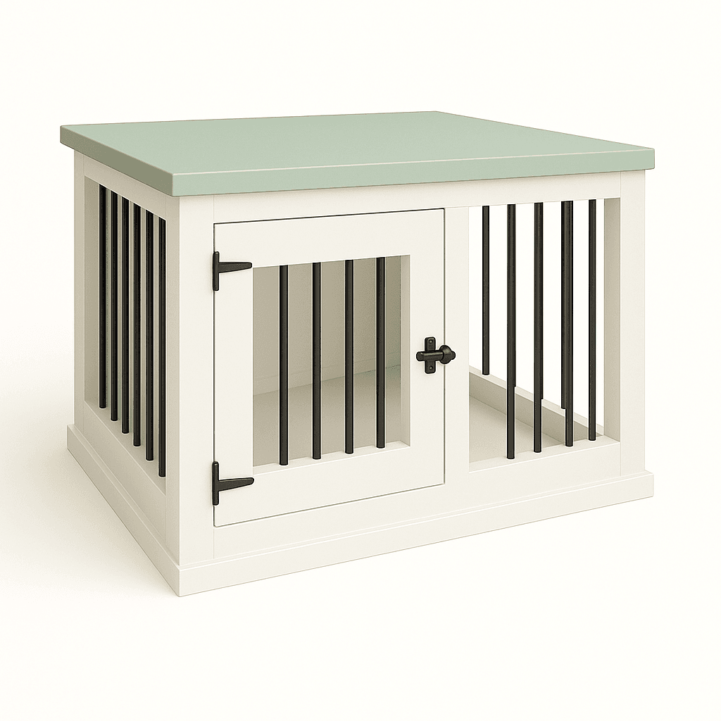 The Studio -Hinged Arctic Single Wooden Dog Crate with Bars - Sage image
