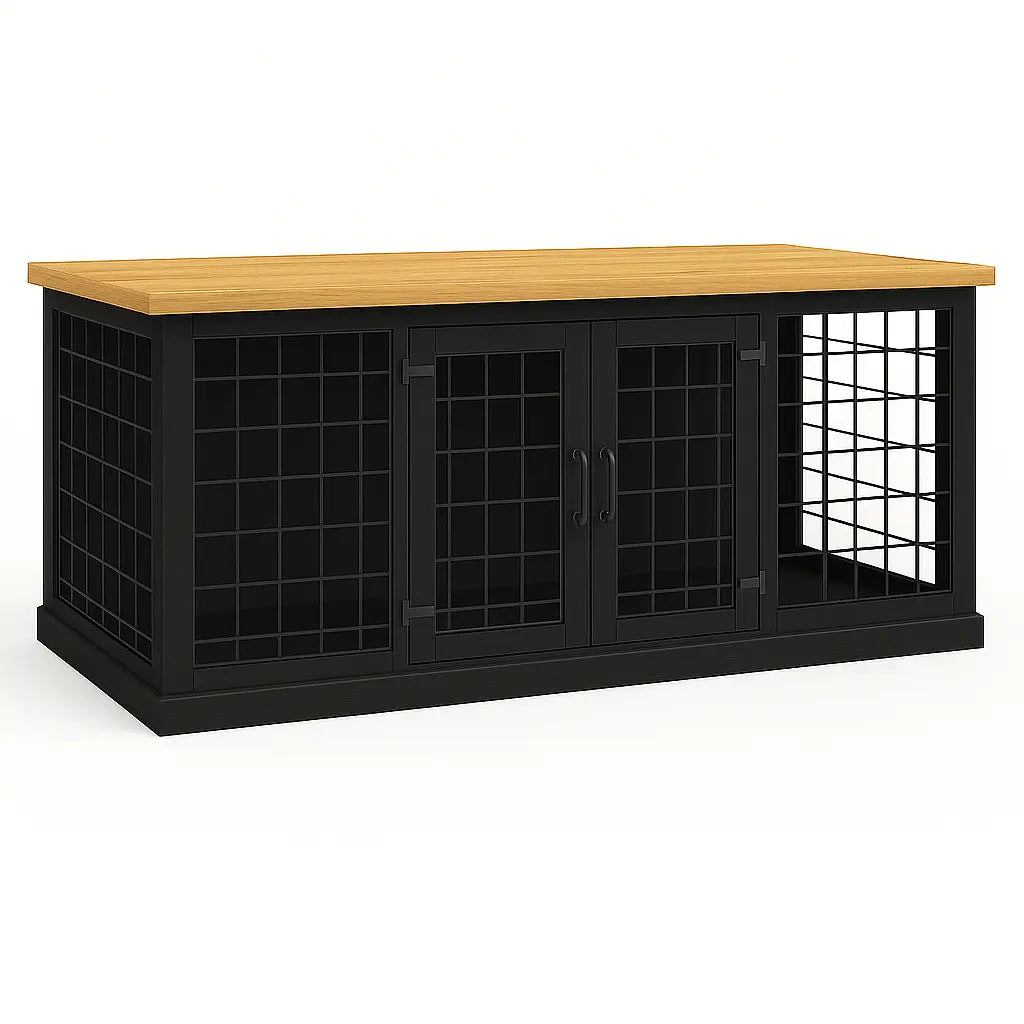 The LOFT – Night Sky Open Plan Wooden Dog Crate with Mesh & Hinged Doors Paws and Willow