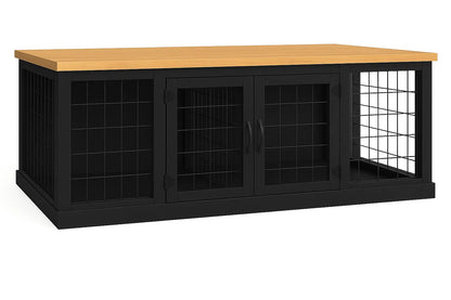 The DUO – Night Sky Hinged Style Double Wooden Dog Crate With Mesh Paws and Willow