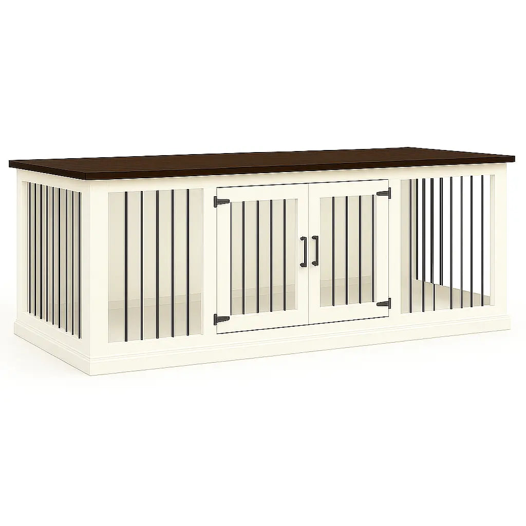 The LOFT – Arctic Open Plan Wooden Dog Crate with Bars & Hinged Doors Paws and Willow