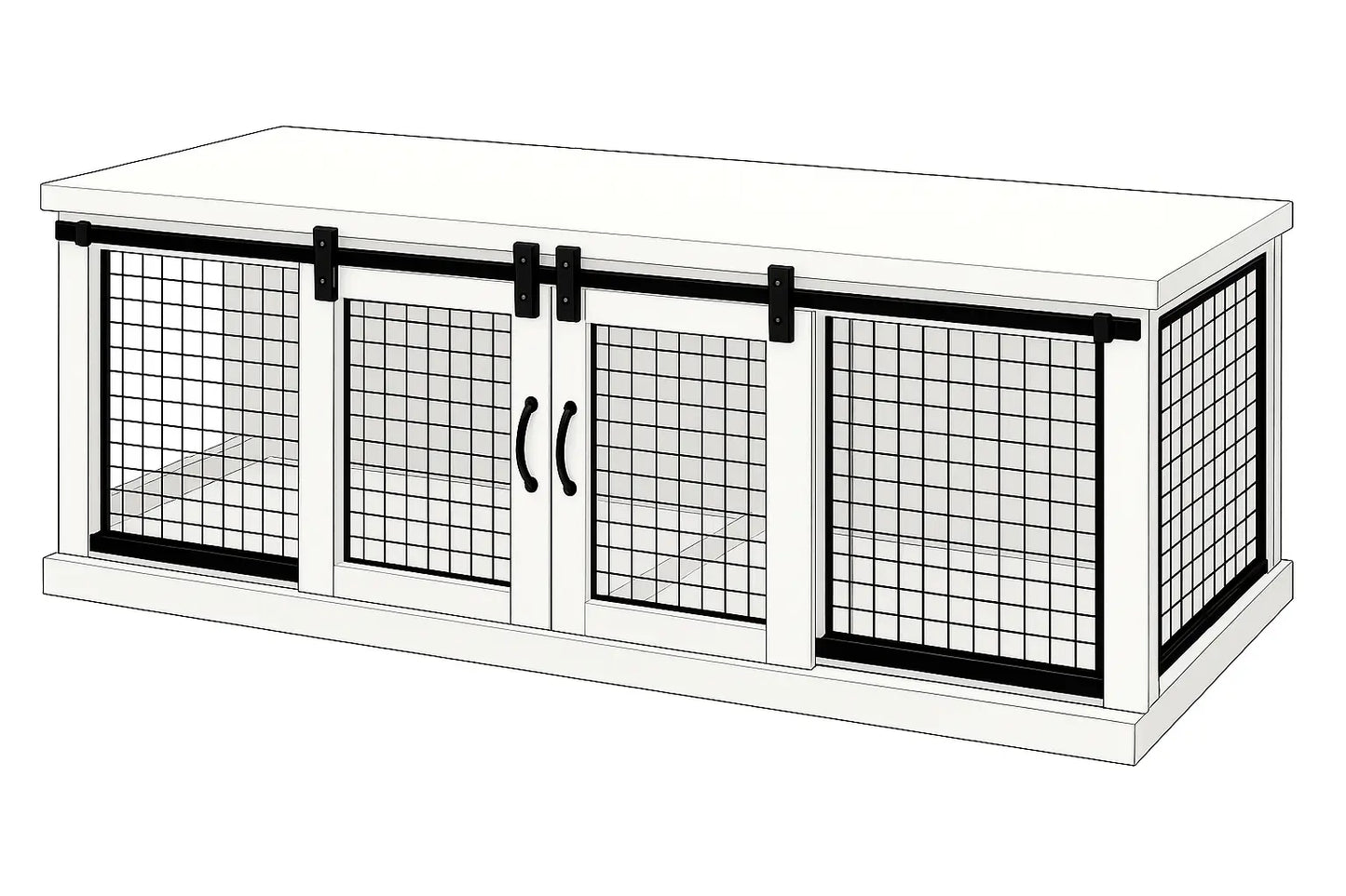 The DUO – Arctic Barn Style Double Wooden Dog Crate With Mesh Paws and Willow