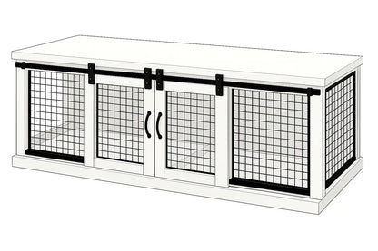 The DUO – Arctic Barn Style Double Wooden Dog Crate With Mesh Paws and Willow