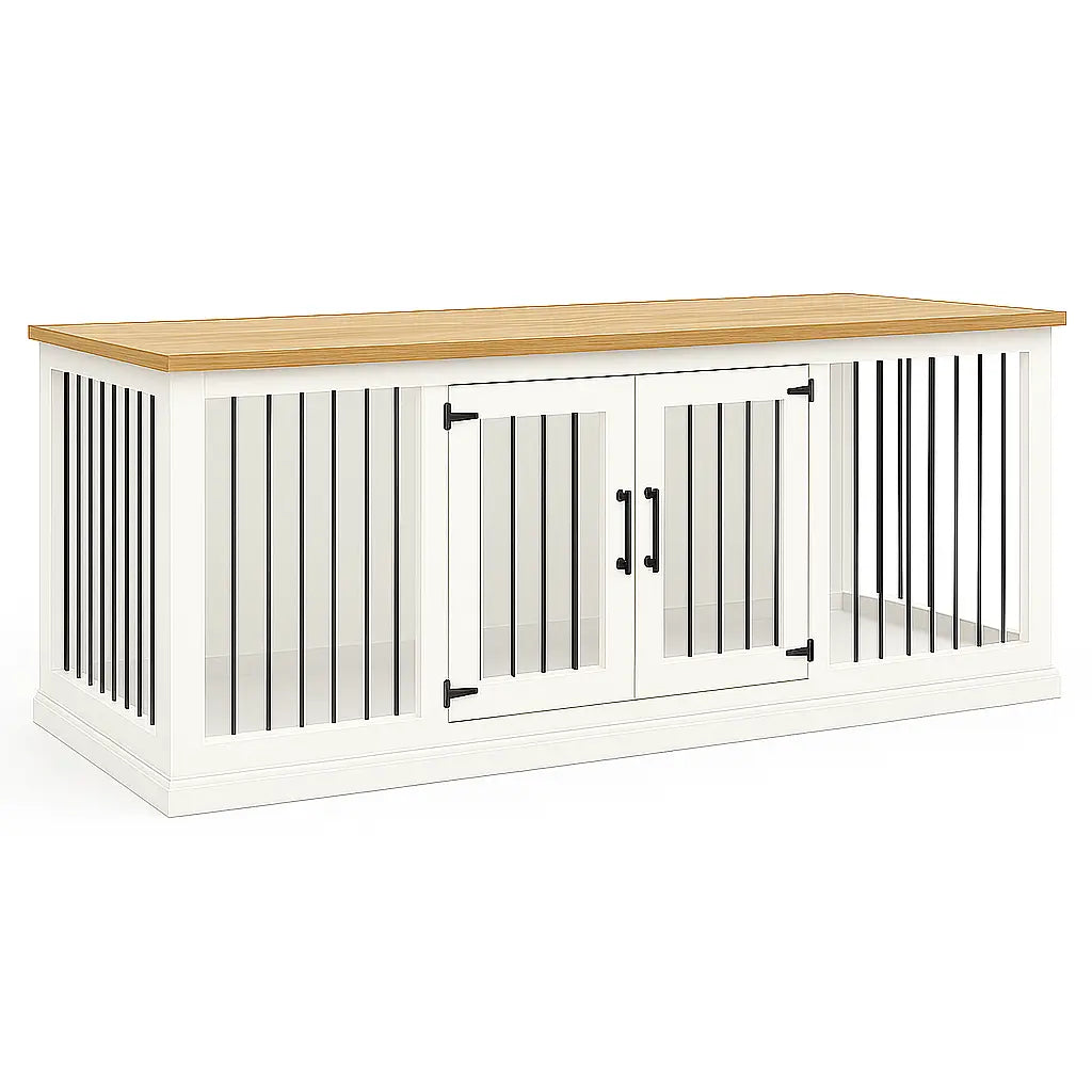 The LOFT – Arctic Open Plan Wooden Dog Crate with Bars & Hinged Doors Paws and Willow