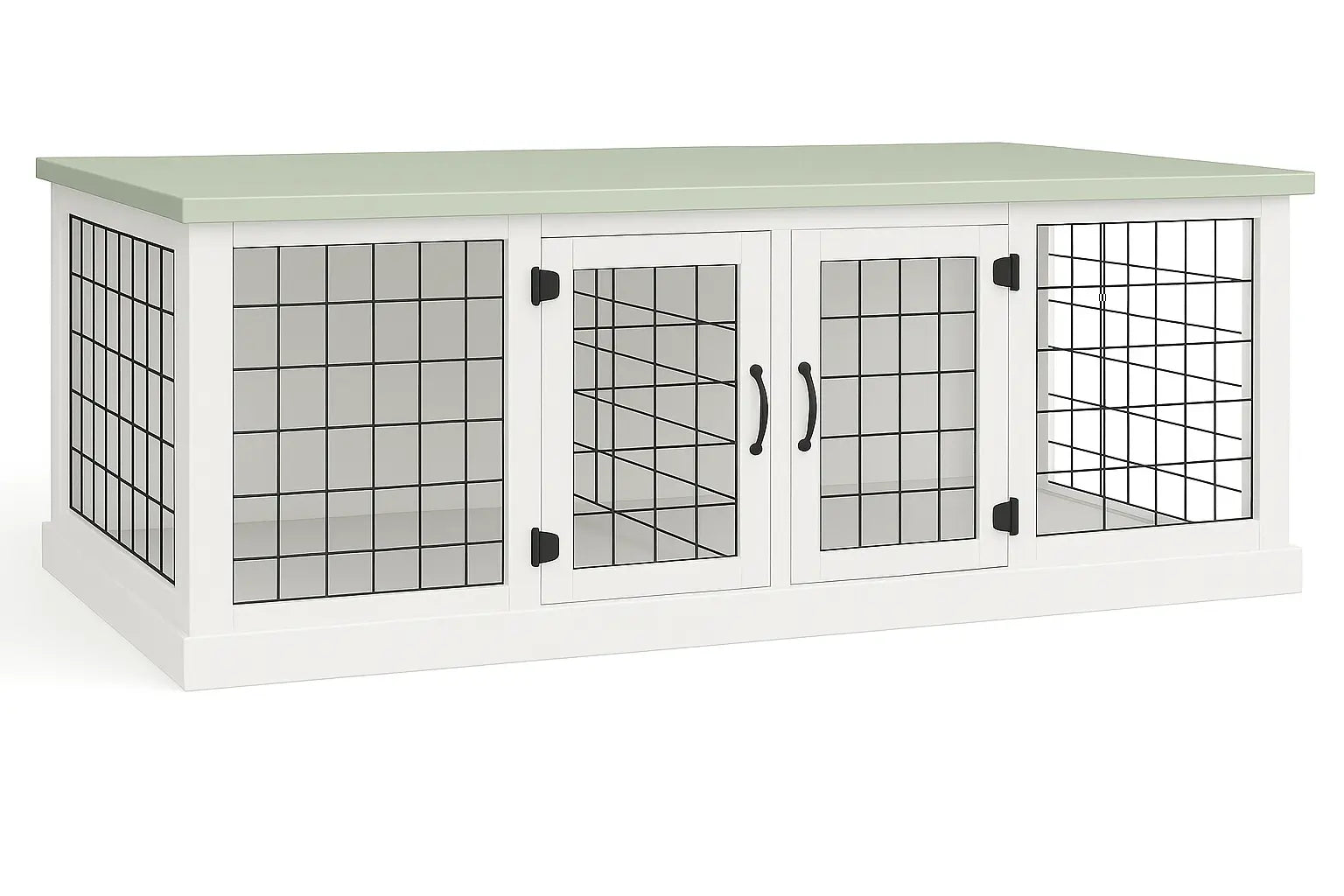 The DUO – Arctic Hinged Style Double Wooden Dog Crate With Mesh Paws and Willow