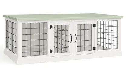 The DUO – Arctic Hinged Style Double Wooden Dog Crate With Mesh Paws and Willow