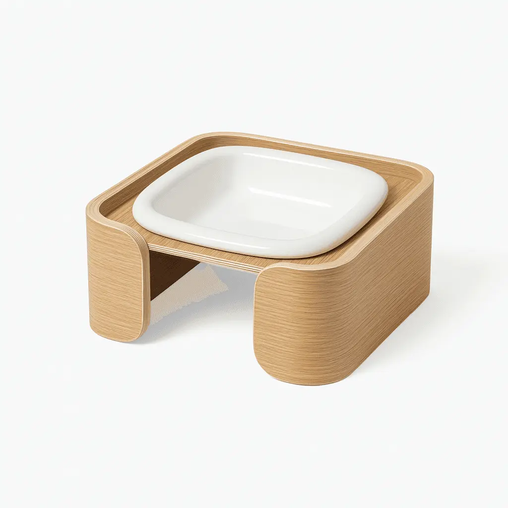 Single Elevated Dog Bowl – Sleek, Space-Saving Feeder for Stylish Homes - Natural image