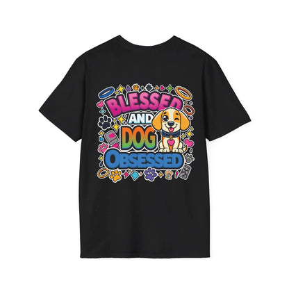 Dog Lovers Unisex T-Shirt | Blessed and Dog Obsessed Tee - Black, M image