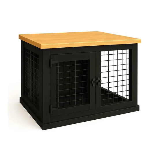The Studio -Hinged NIGHT SKY Single Wooden Dog Crate with Mesh image 0