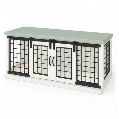 The DUO – Arctic Barn Style Double Wooden Dog Crate With Mesh image 5