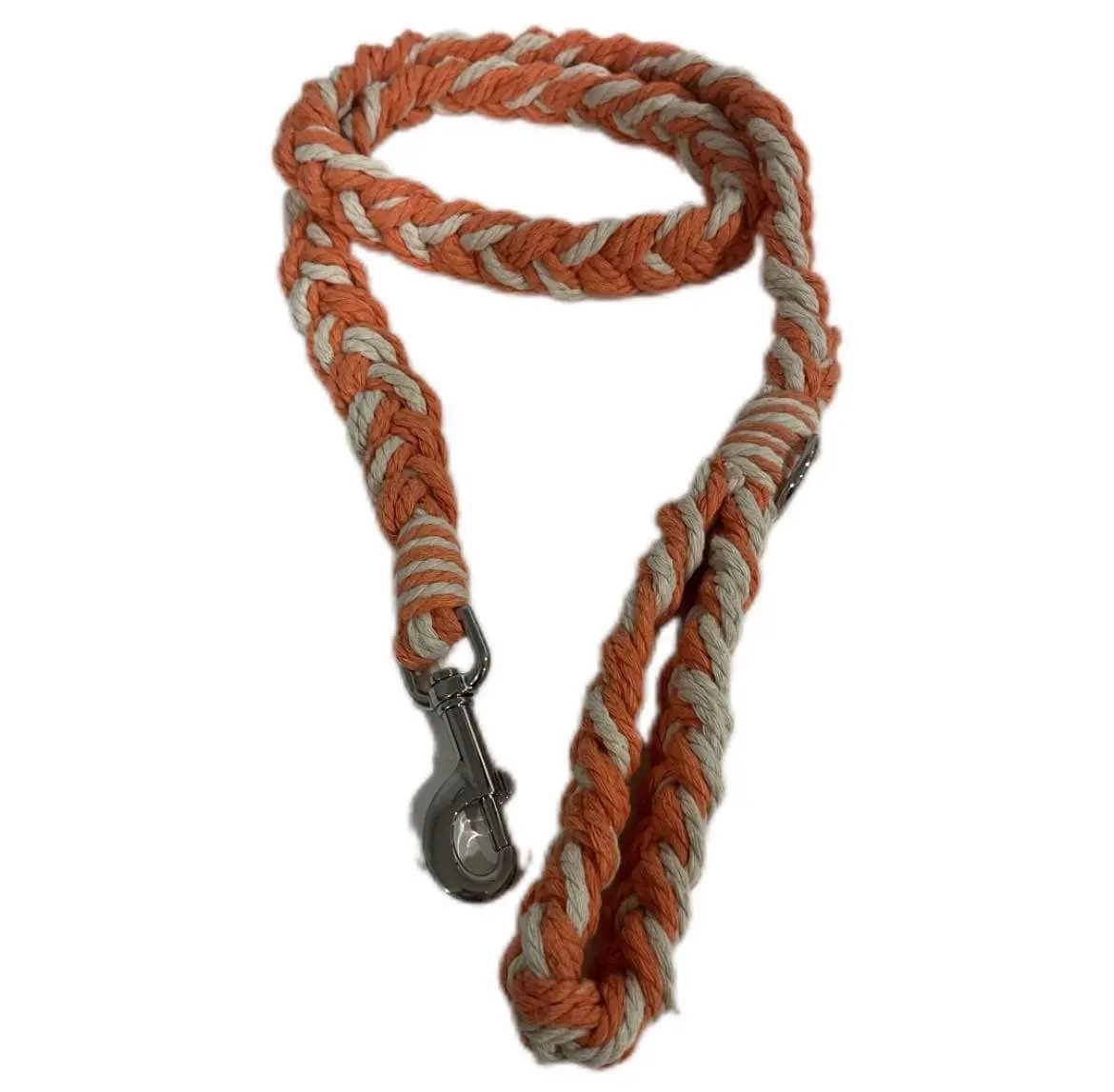 Luxe Macramé Dog Leash (Large) - Orange, Silver image