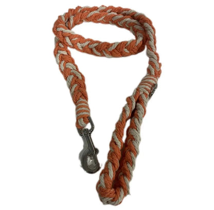 Luxe Macramé Dog Leash (Large) - Orange, Silver image