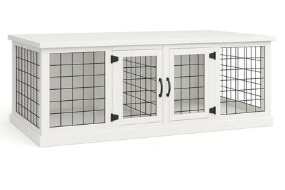 The DUO – Arctic Hinged Style Double Wooden Dog Crate With Mesh Paws and Willow