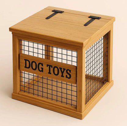 Mesh-Sided Wooden Dog Toy Box image