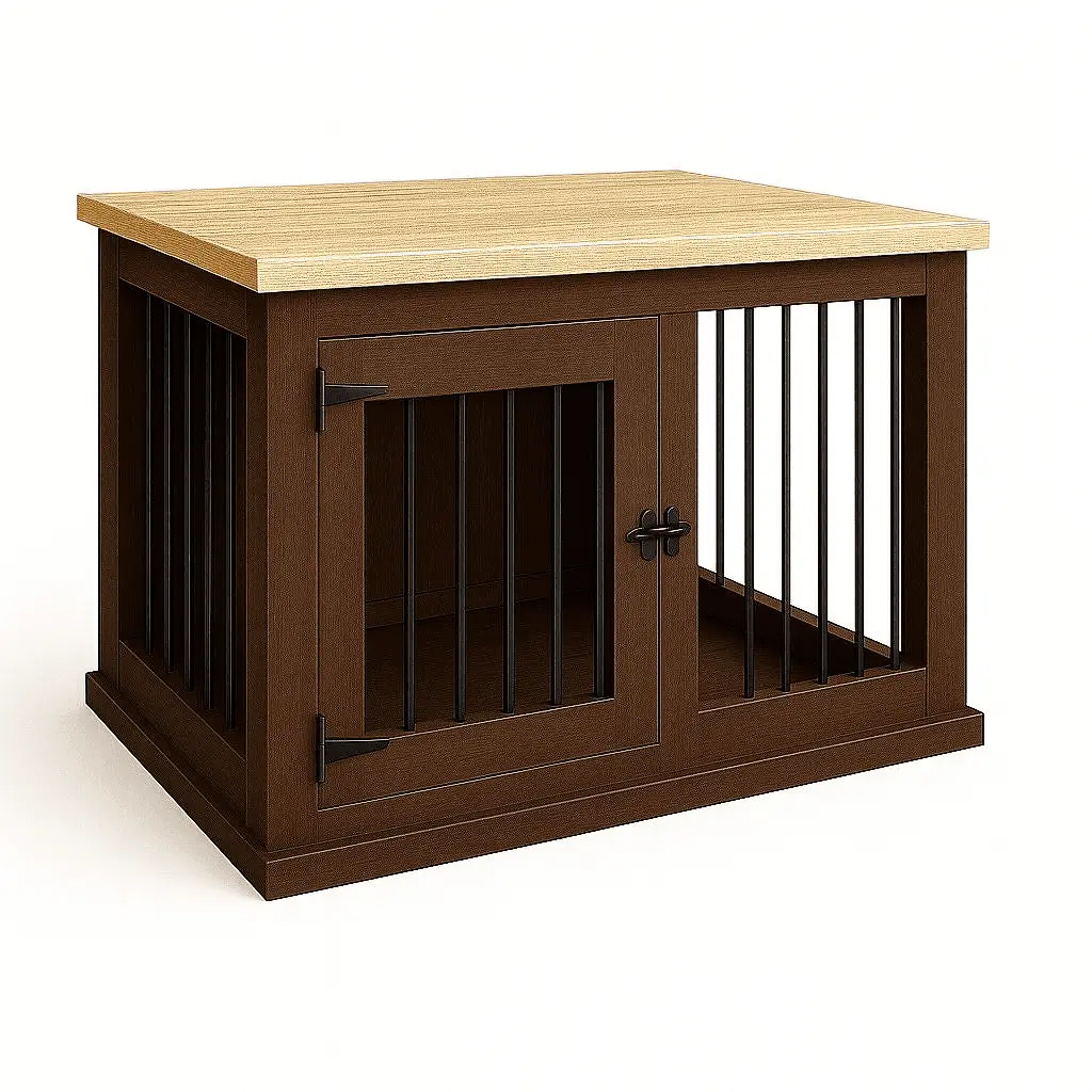 The Studio -Hinged Espresso Single Wooden Dog Crate with Bars image 2