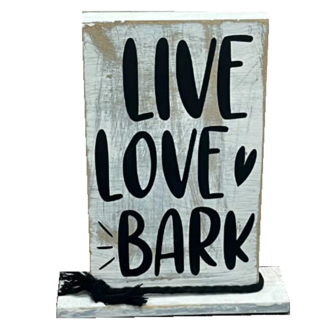 "Live Love Bark" Wooden Shelf Decor image 0