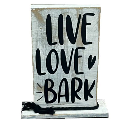 "Live Love Bark" Wooden Shelf Decor image 0