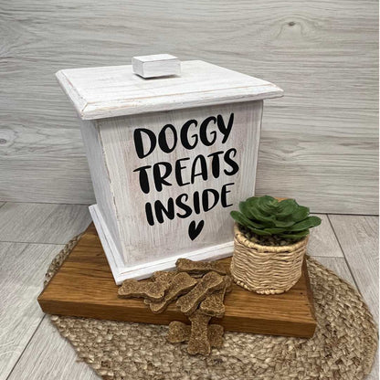 Small Wooden Square Dog Treat Container (20cm x 20cm x 30cm) image 1