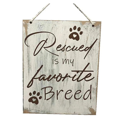 "Rescued Is My Favourite Breed" Wooden Sign Large Blue image 0