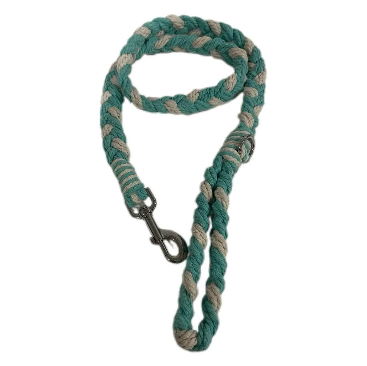 Luxe Macramé Dog Leash (Large) - Teal, Silver image