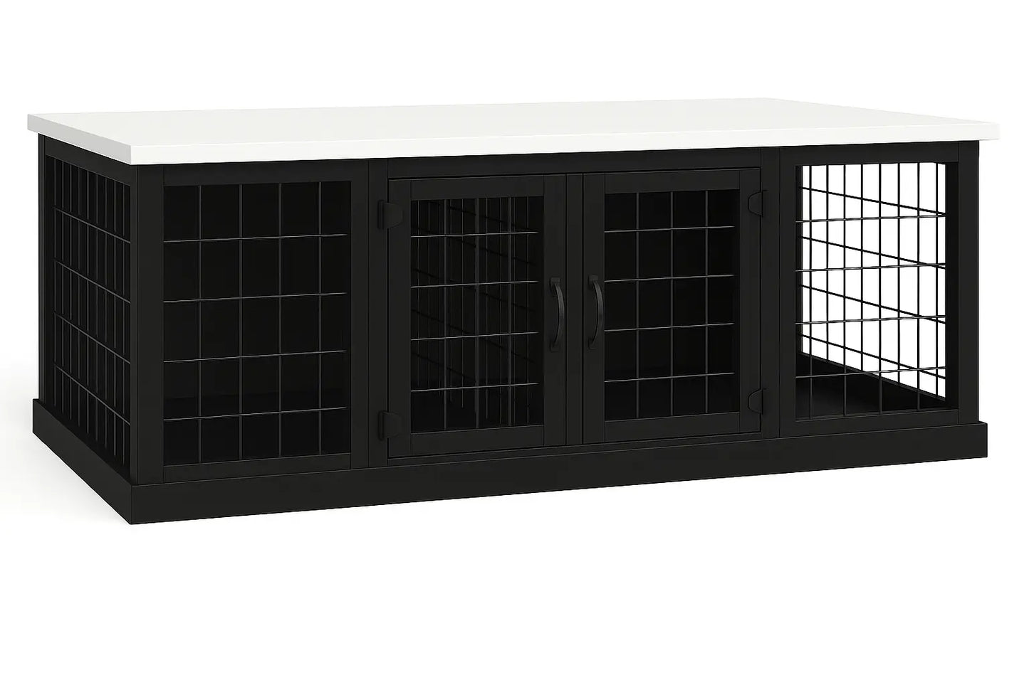 The DUO – Night Sky Hinged Style Double Wooden Dog Crate With Mesh Paws and Willow