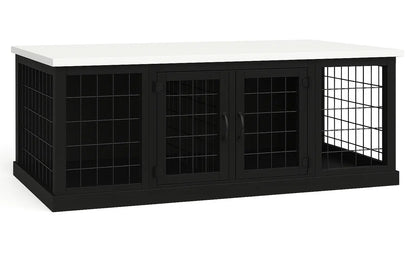 The DUO – Night Sky Hinged Style Double Wooden Dog Crate With Mesh Paws and Willow