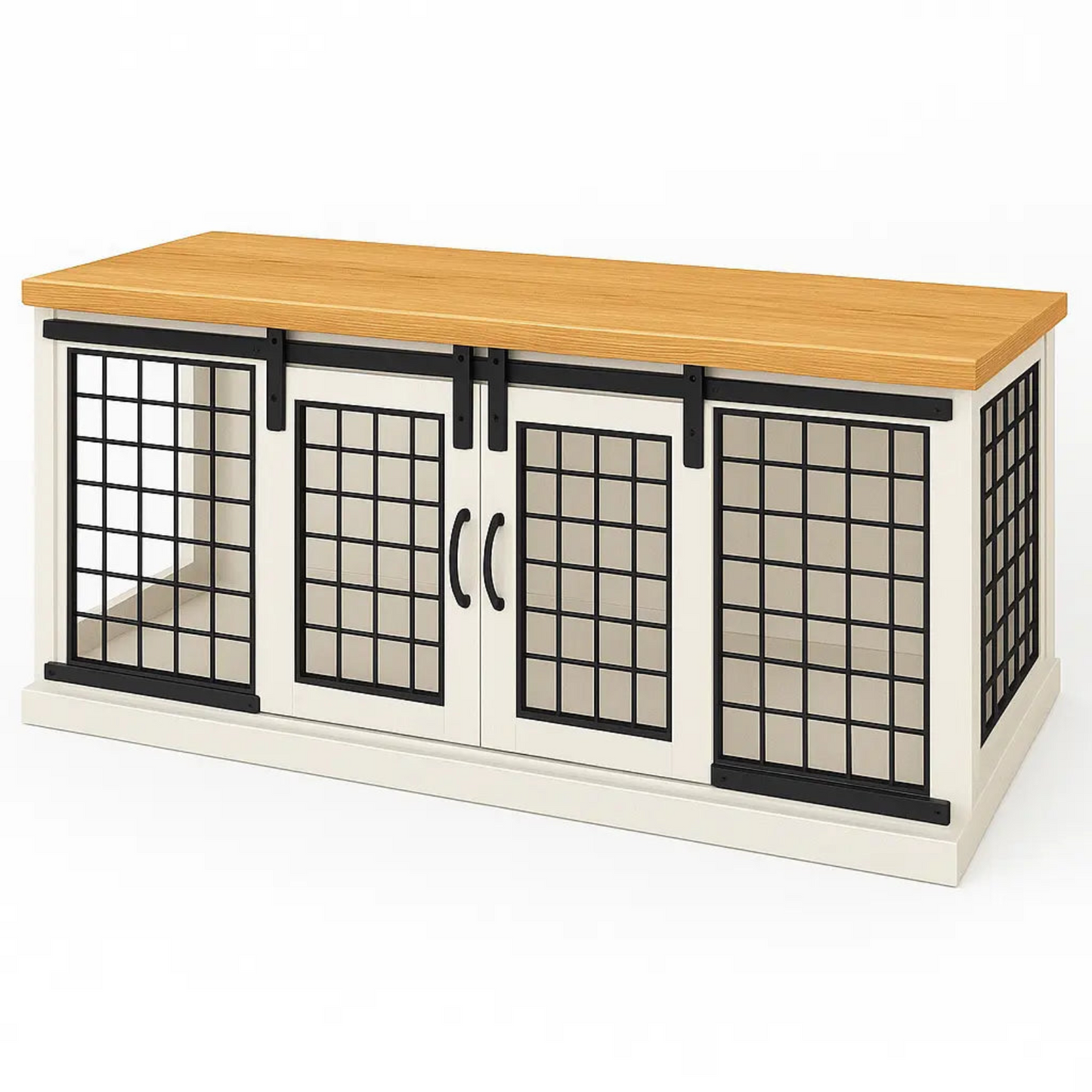 The LOFT – Arctic Barn Style Wooden Open Plan Dog Crate With Mesh Paws and Willow