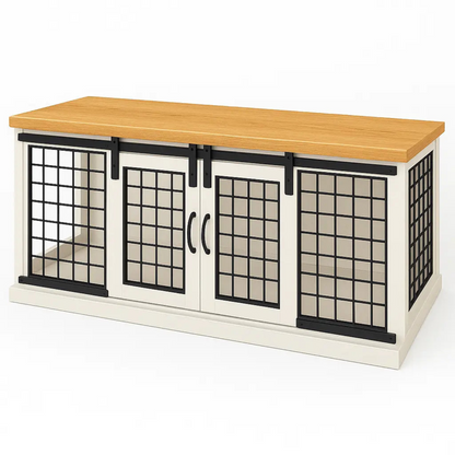 The LOFT – Arctic Barn Style Wooden Open Plan Dog Crate With Mesh Paws and Willow