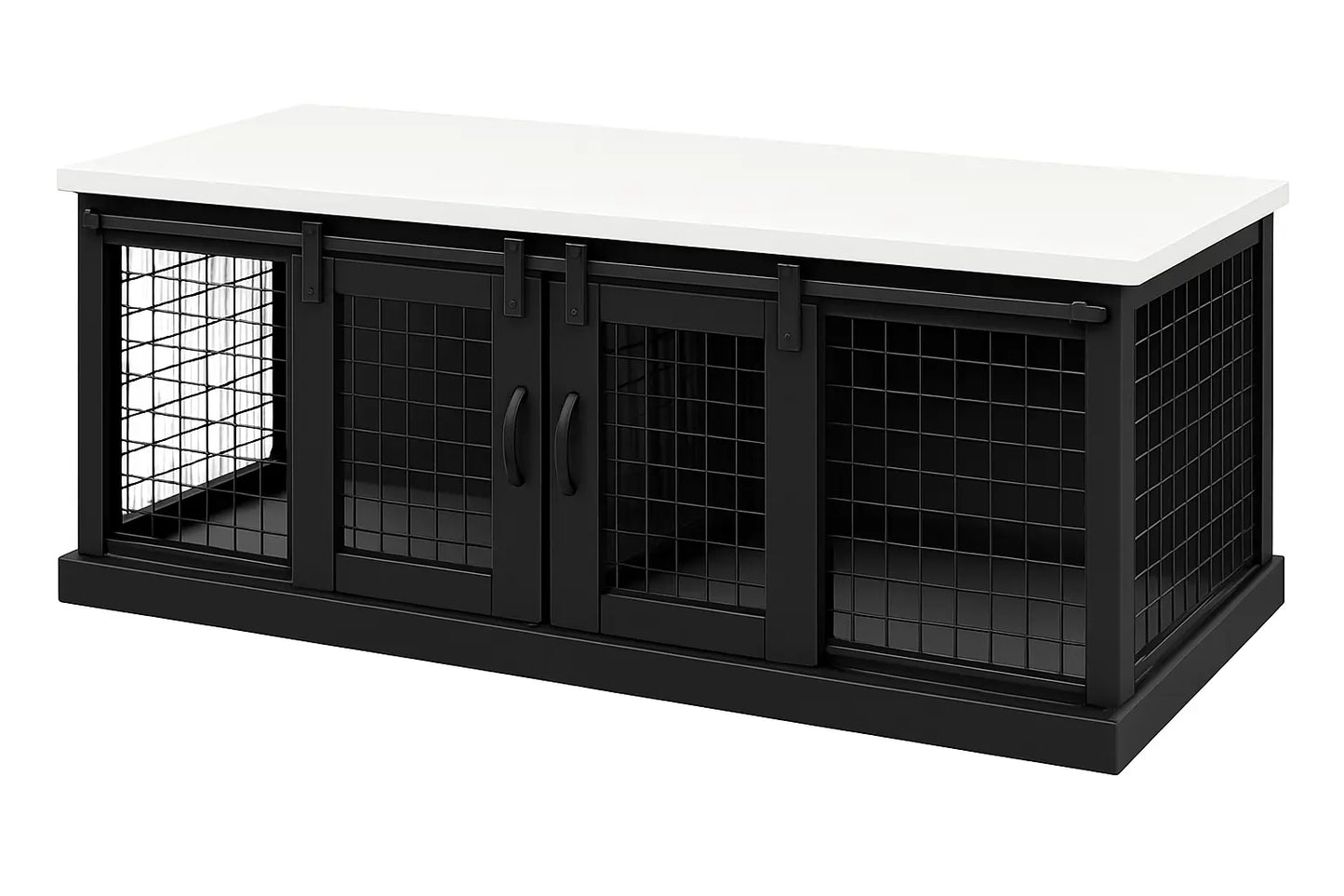 The LOFT – Night Sky Barn Style Wooden Open Plan Dog Crate With Mesh Paws and Willow