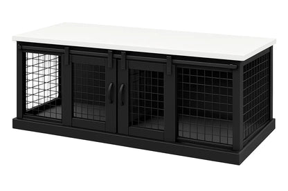 The DUO – Night Sky Barn Style Double Wooden Dog Crate With Mesh Paws and Willow