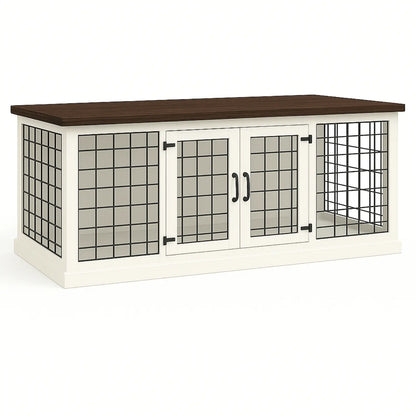 The LOFT – Arctic Open Plan Wooden Dog Crate with Mesh & Hinged Doors Paws and Willow