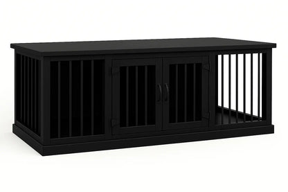 The DUO – Night Sky Hinged Double Wooden Dog Crate With Bars Paws and Willow
