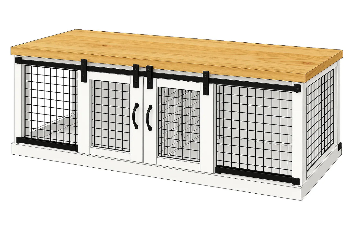 The DUO – Arctic Barn Style Double Wooden Dog Crate With Mesh Paws and Willow