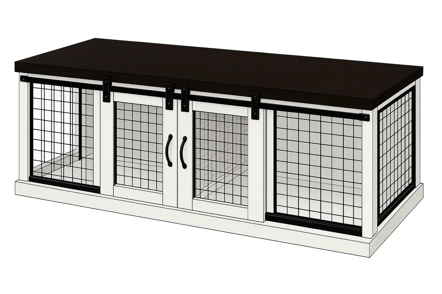 The DUO – Arctic Barn Style Double Wooden Dog Crate With Mesh Paws and Willow