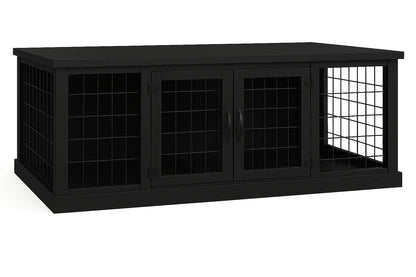 The DUO – Night Sky Hinged Style Double Wooden Dog Crate With Mesh Paws and Willow