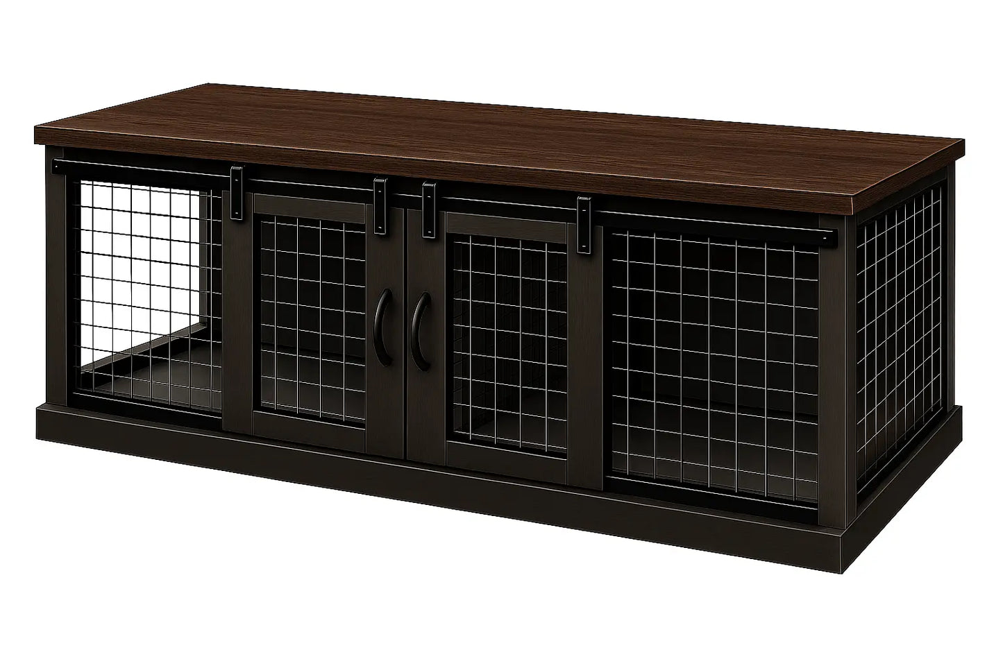 The DUO – Night Sky Barn Style Double Wooden Dog Crate With Mesh Paws and Willow