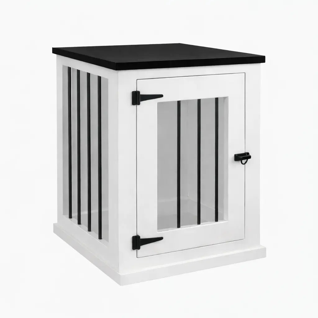 The Den - Arctic Hinged Bedside Table Dog Crate with Bars