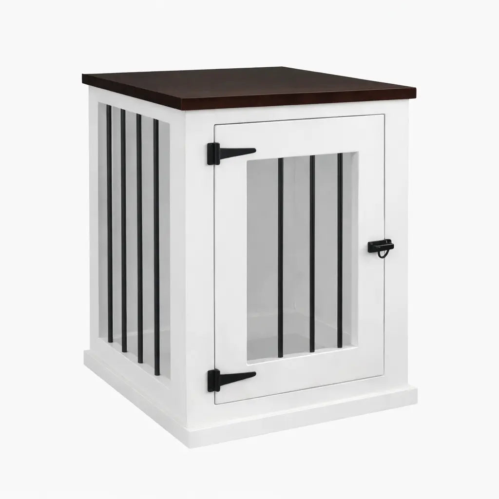 The Den - Arctic Hinged Bedside Table Dog Crate with Bars