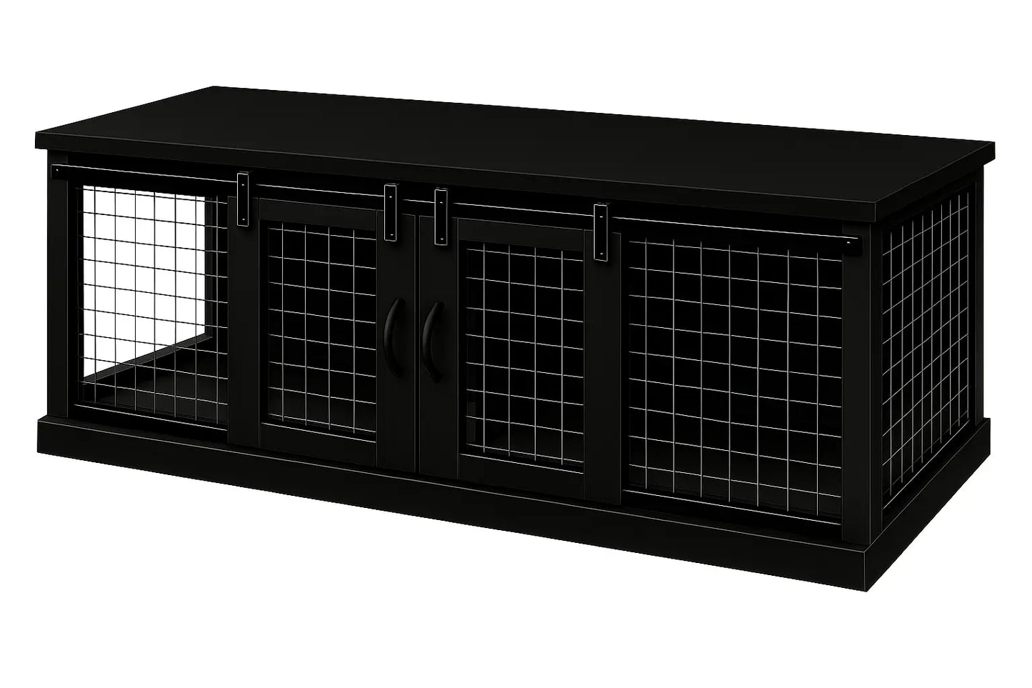 The DUO – Night Sky Barn Style Double Wooden Dog Crate With Mesh Paws and Willow