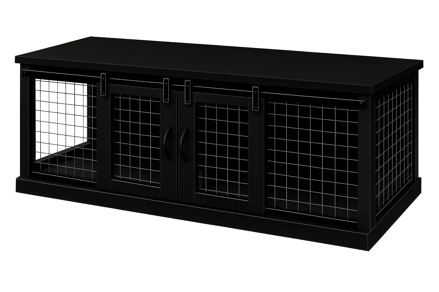 The DUO – Night Sky Barn Style Double Wooden Dog Crate With Mesh Paws and Willow