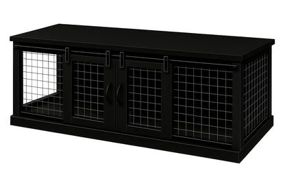 The DUO – Night Sky Barn Style Double Wooden Dog Crate With Mesh Paws and Willow