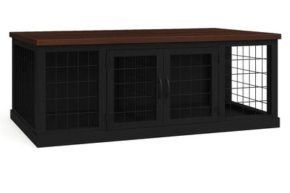 The DUO – Night Sky Hinged Style Double Wooden Dog Crate With Mesh Paws and Willow