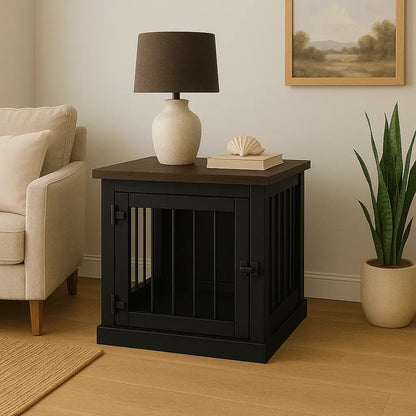 The Den - Night Sky Coloured Bedside Dog Crate with Bars & Hinged Door Paws and Willow