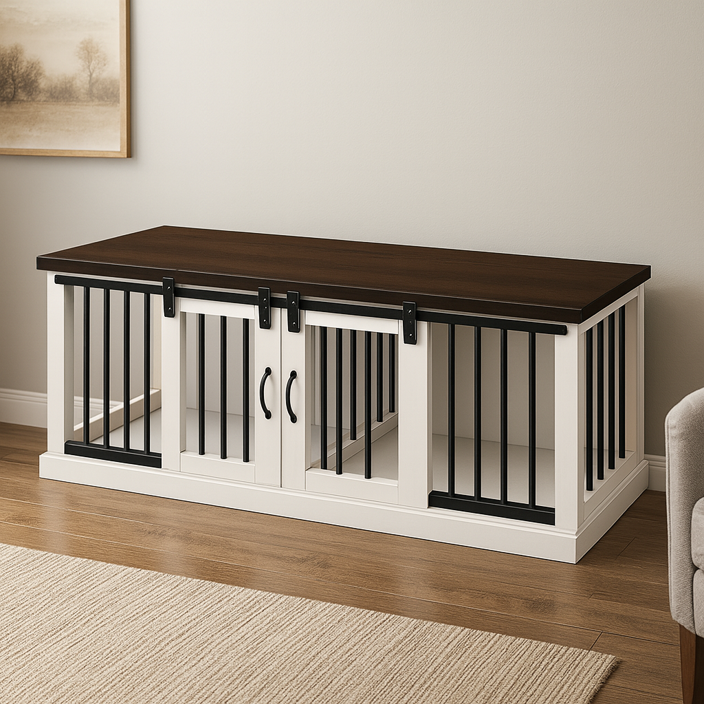 NEW - The DUO– Double Wooden Dog Crate