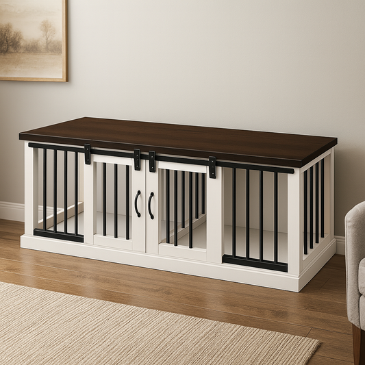 NEW - The DUO– Double Wooden Dog Crate
