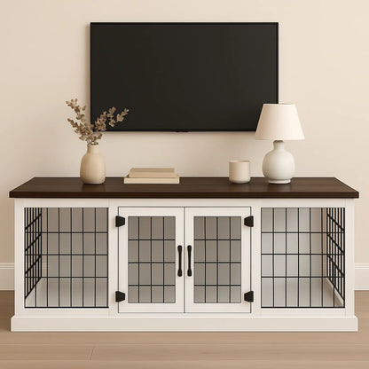 The DUO – Arctic Hinged Style Double Wooden Dog Crate With Mesh Paws and Willow